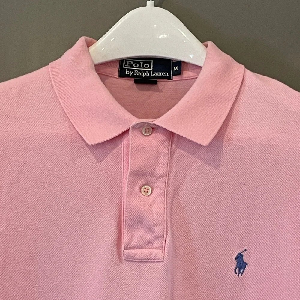 Polo Ralph Lauren Mens Pink Short Sleeve Cotton Pique Polo Shirt Size M